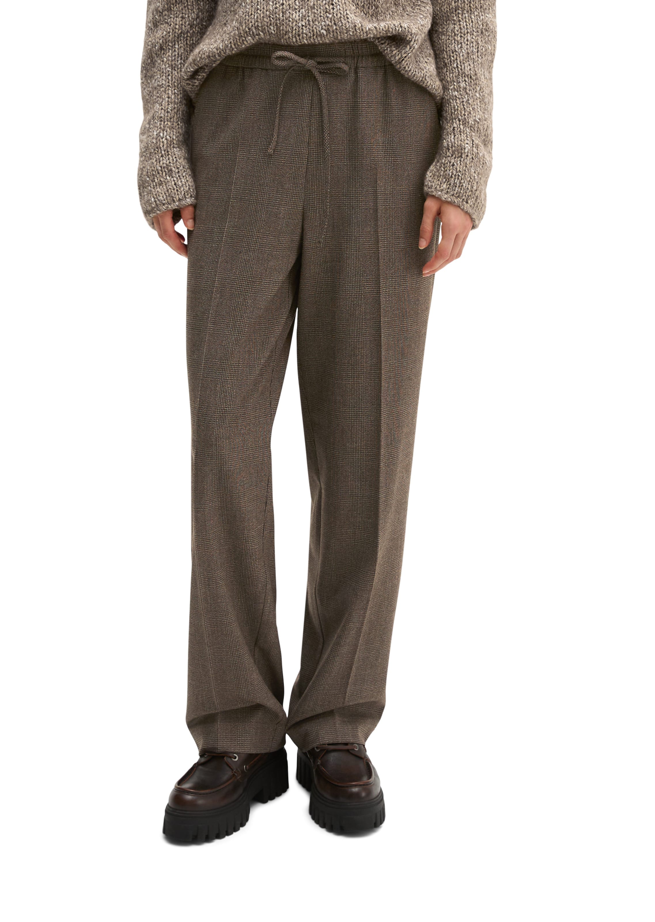 Marc O'Polo Loosefit Pantalon in Bruin: voorkant