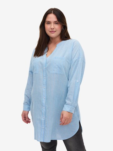 Zizzi Blouse 'CAALMA' in Blauw: voorkant