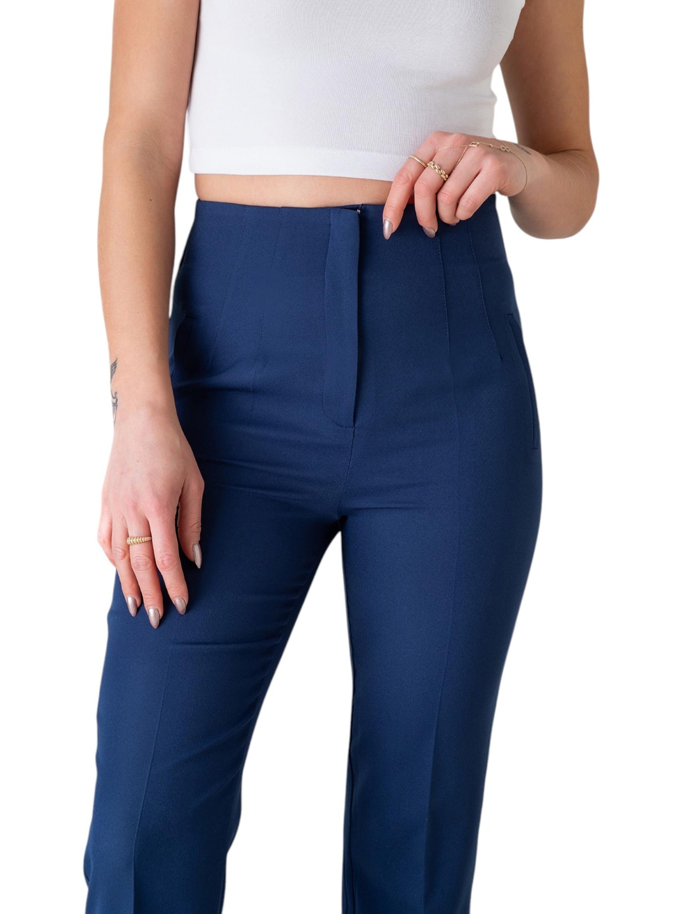 fashionshowcase Slim fit Pleated Pants 'Alessia' in Blue