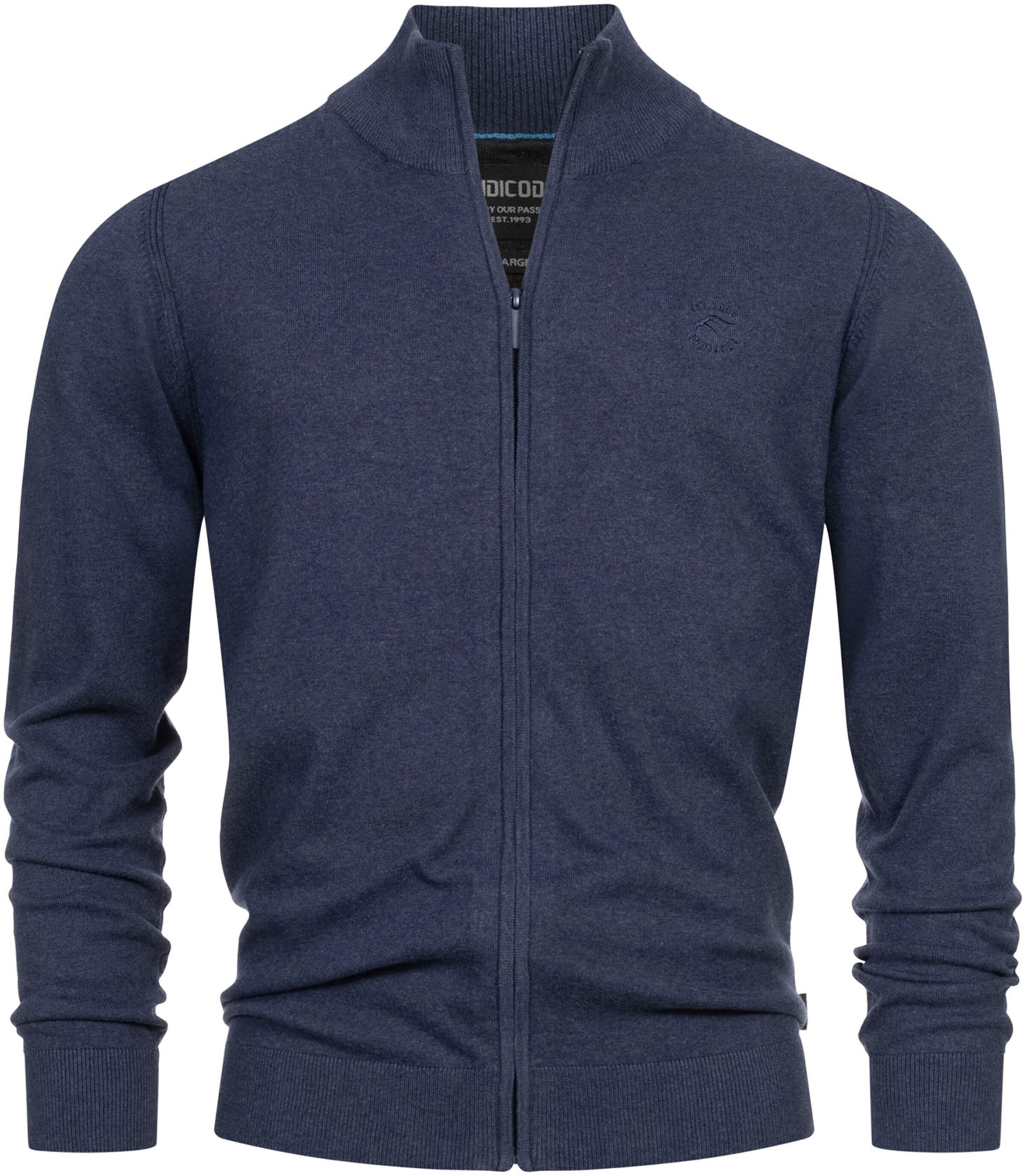 INDICODE JEANS Knit Cardigan in Blue: front