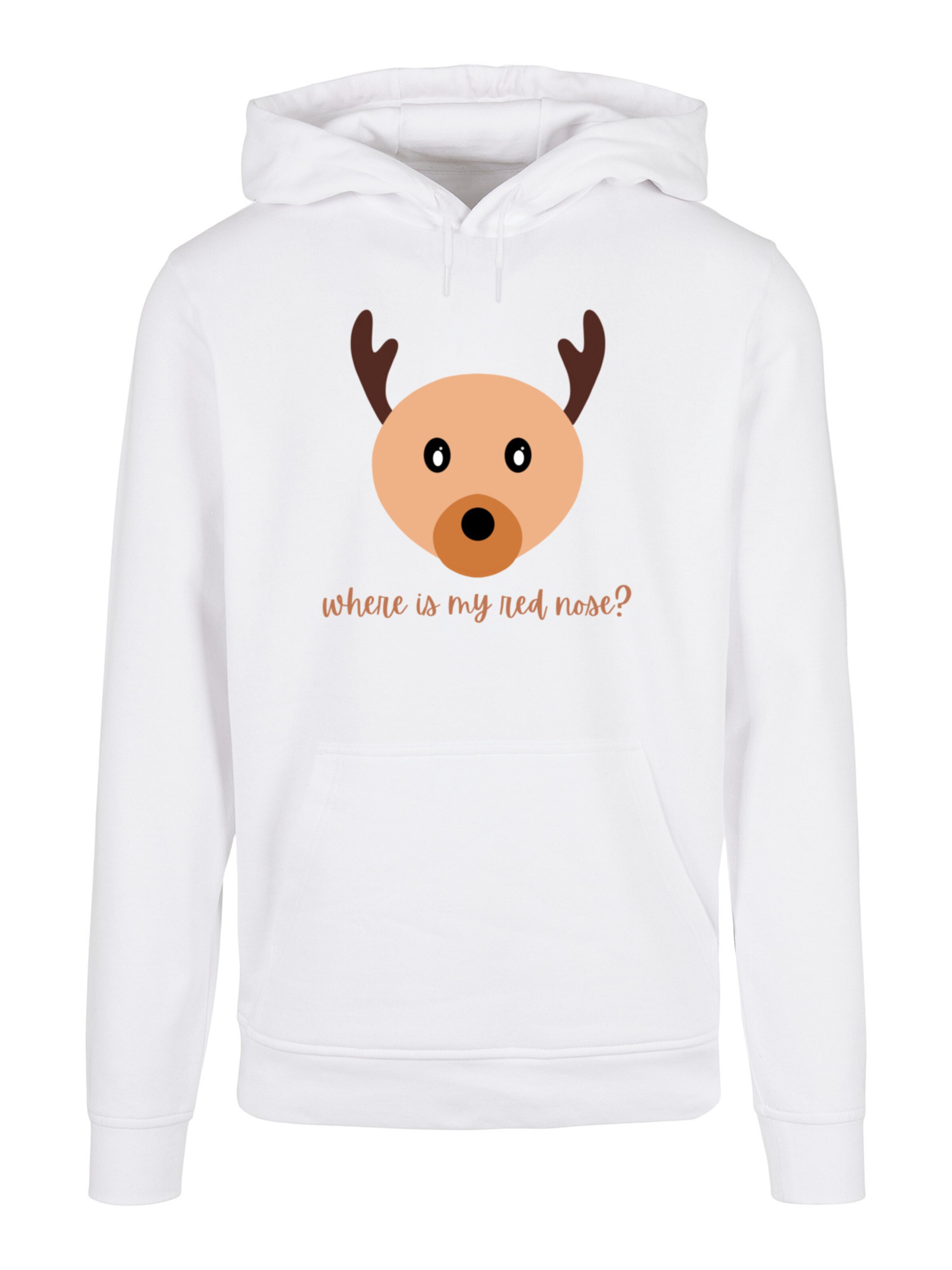 Sweat-shirt 'Red Nose Weihnachten' F4NT4STIC en blanc : devant