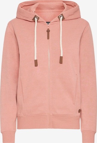 Oxmo Zip-Up Hoodie ' OXMILLE ' in Brown: front