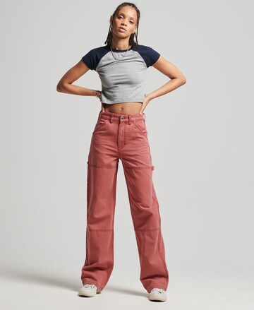 Superdry Wide leg Broek in Rood