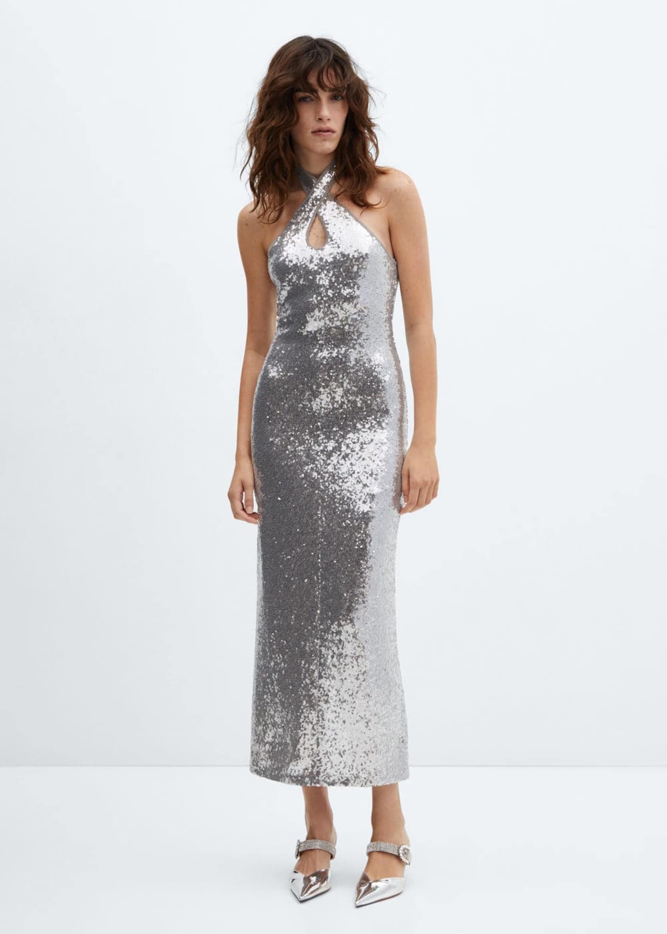 MANGO Evening Dress Xtricia in Silver ABOUT YOU