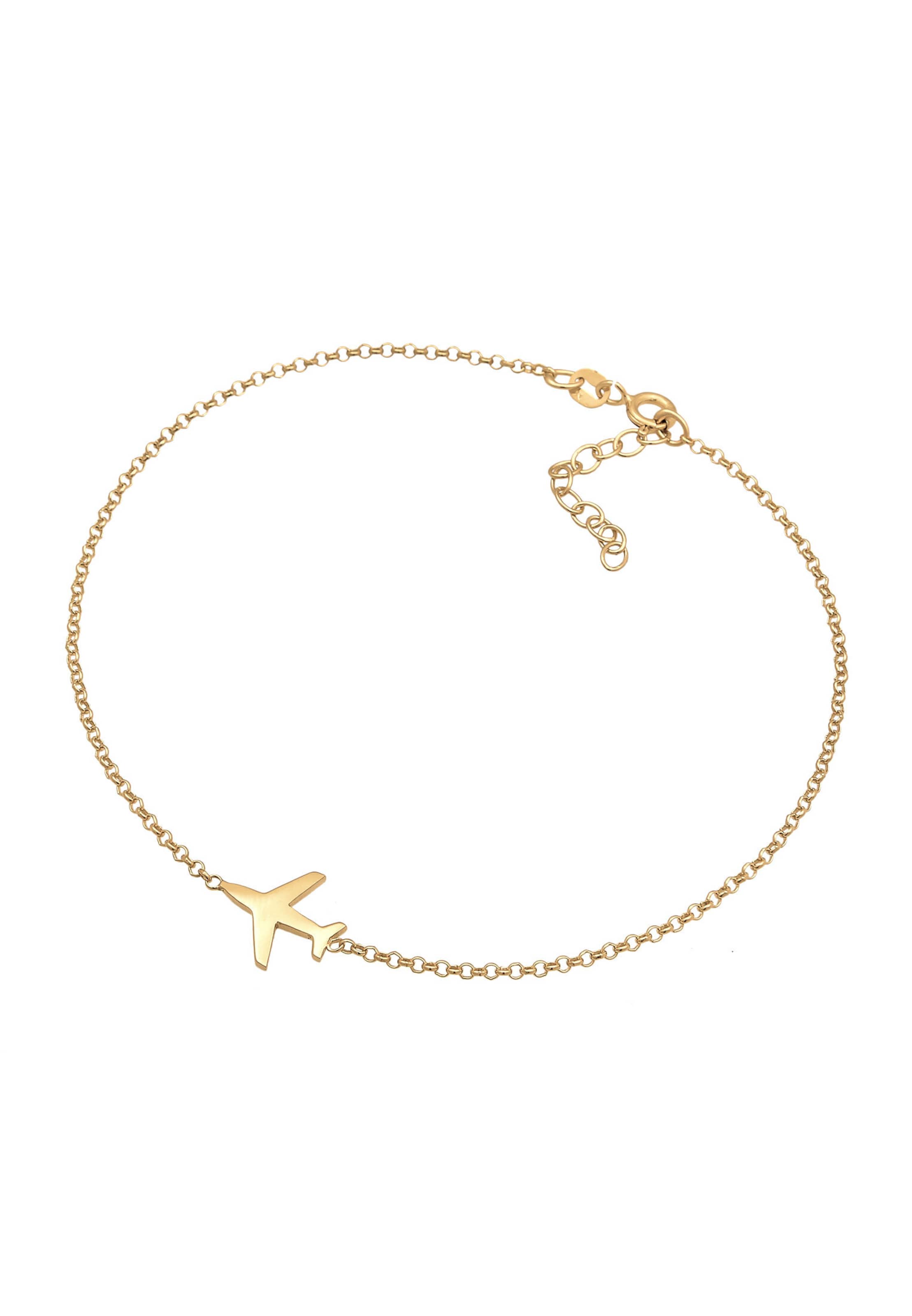 ELLI Fußschmuck 'Flugzeug' in Gold