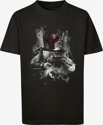 F4NT4STIC Shirt 'Star Wars Boba Fett Distressed' in Zwart: voorkant