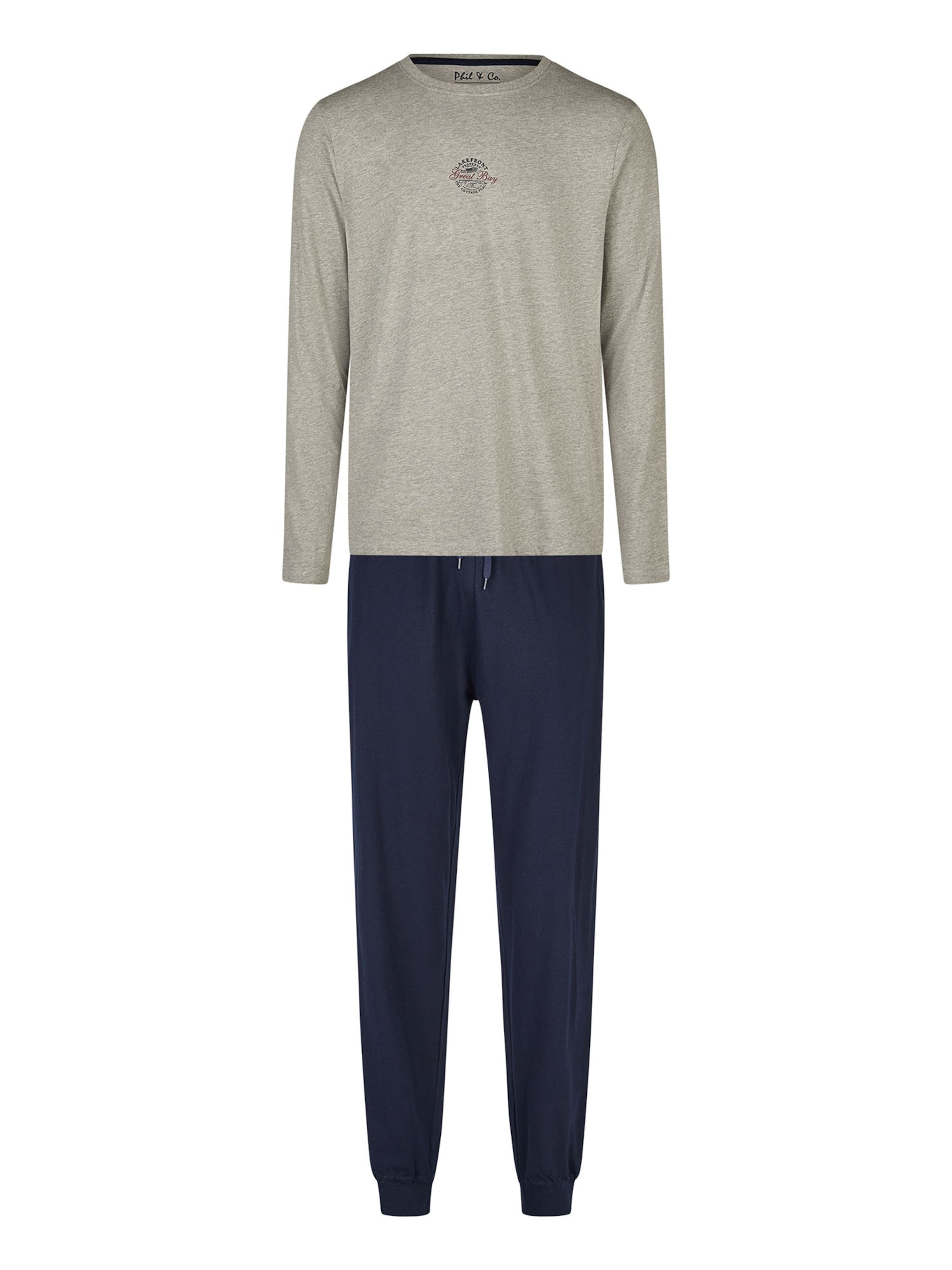Phil & Co. Berlin Pyjama ' Great Bay ' in Blau: Vorderseite