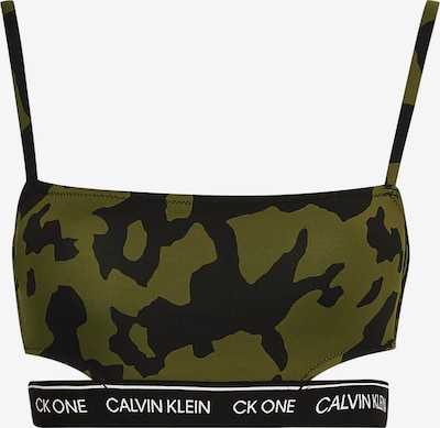 Calvin Klein Swimwear Bikini gornji dio u kaki / crna / bijela, Pregled proizvoda