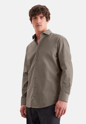 SEIDENSTICKER Regular fit Button Up Shirt in Brown: front