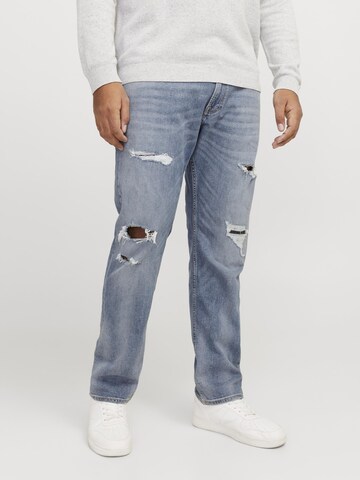 Coupe slim Jean 'JJIGLENN JJCOLE' JACK & JONES en bleu : devant