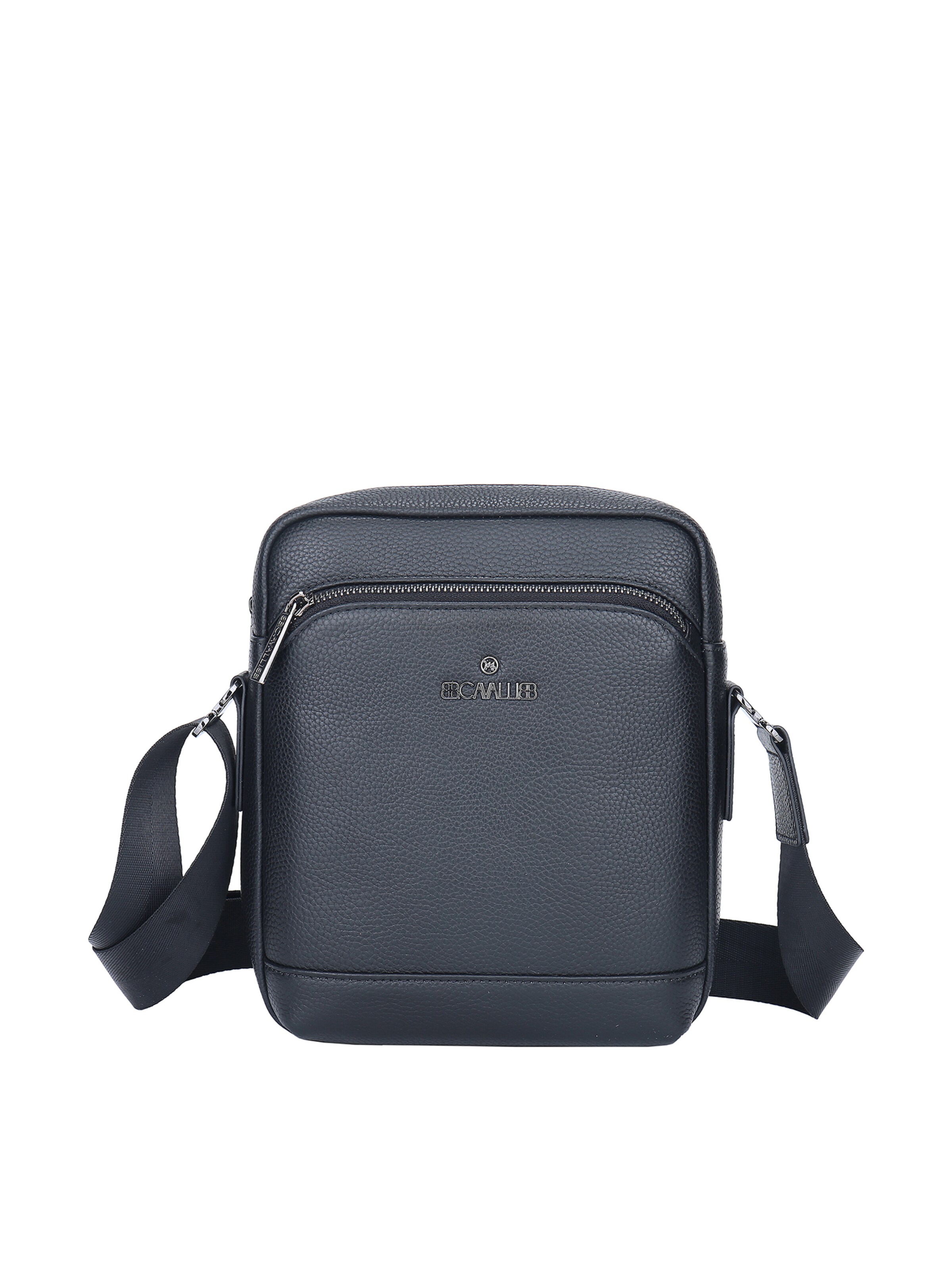 Borsa a tracolla 'Borsa a Tracolla Uomo Vera Pelle - Chiusura Zip' di B. Cavalli in nero: frontale