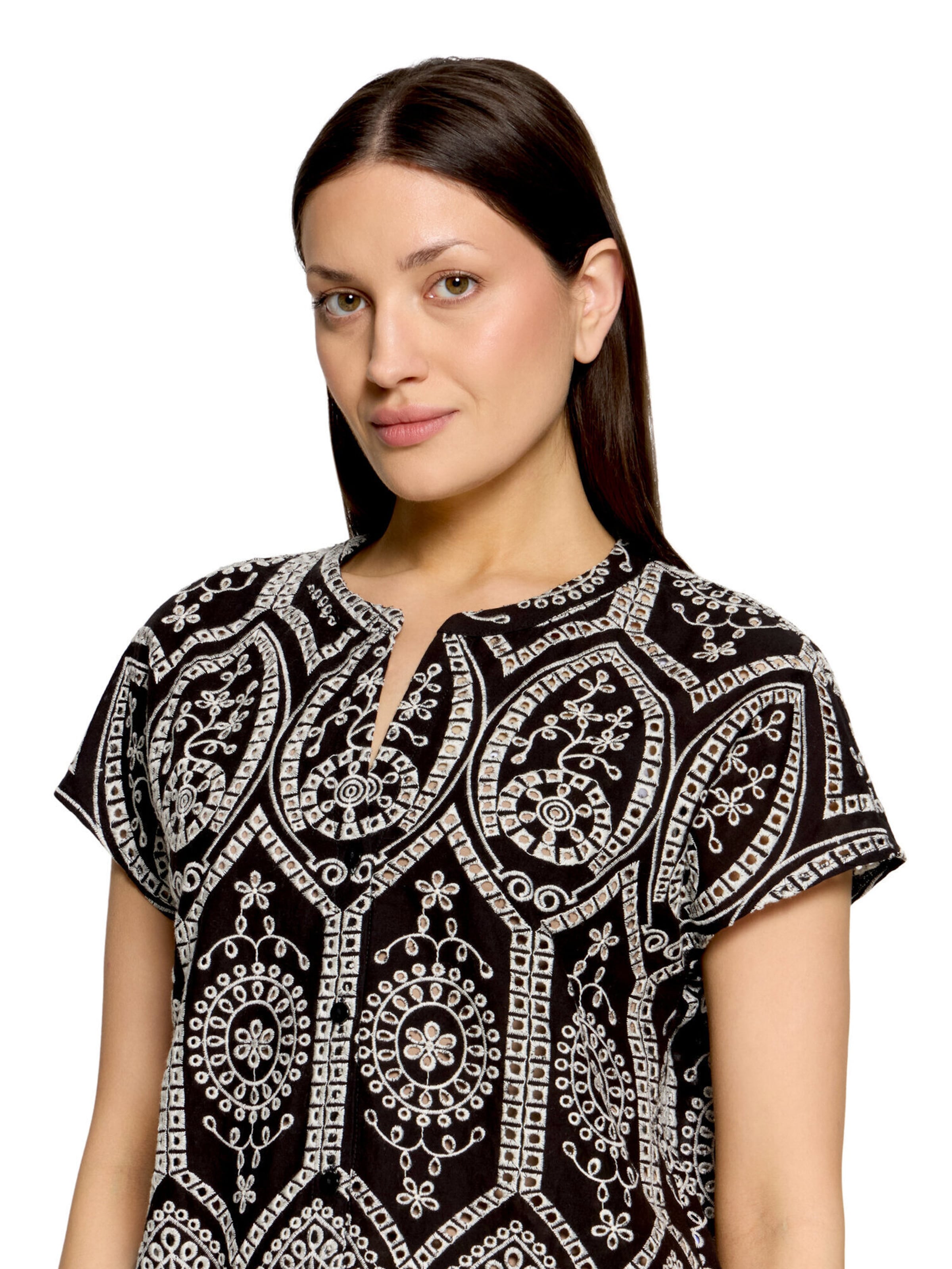 Betty & Co Hemdbluse mit Stickerei in Schwarz