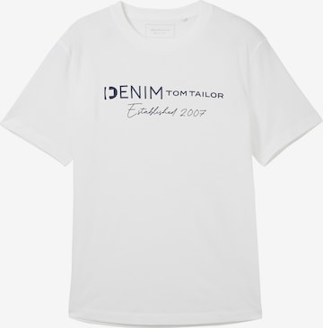 TOM TAILOR DENIM Тениска в бяло: отпред