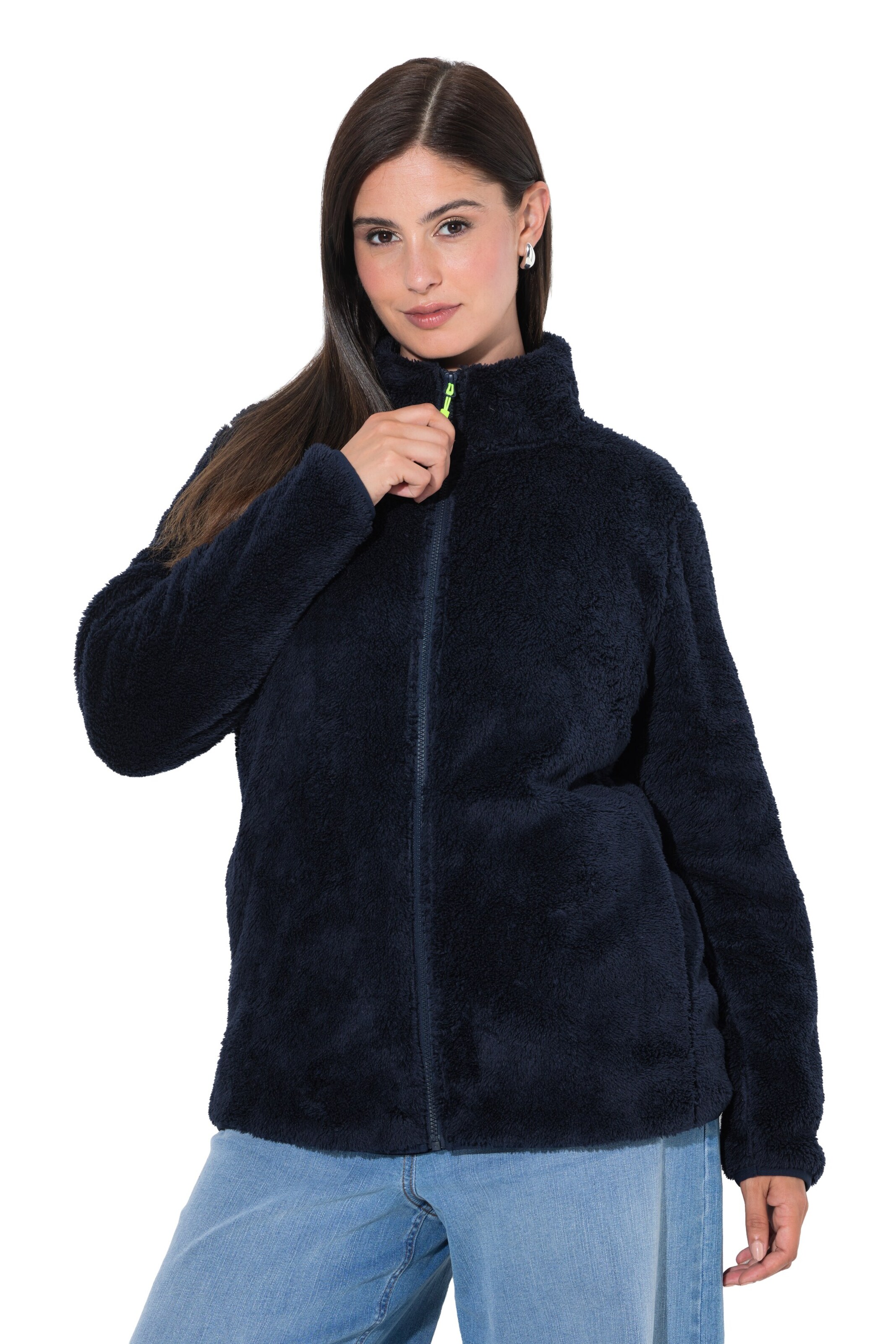 Ulla Popken Sweat jacket in Black: front