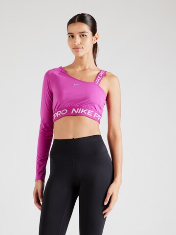 NIKE Функциональная футболка 'Pro Shine' в Ярко-розовый: спереди
