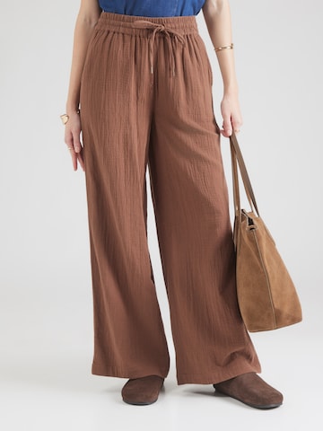 QS Wide leg Broek in Bruin: voorkant