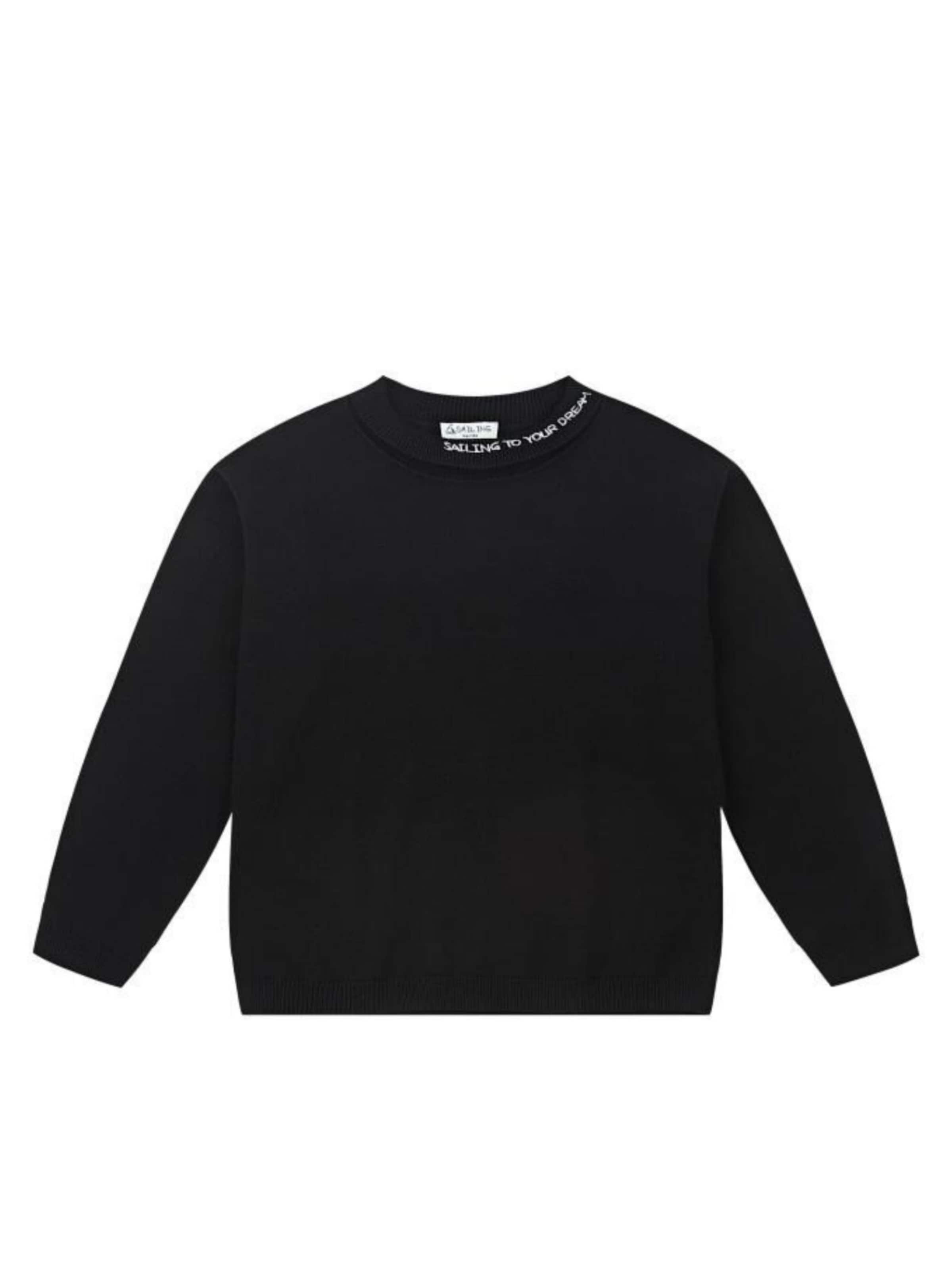 Sailing Sweater 'SAILING Kinder Strickpullover „SL-Cozy“ Schwarz/Weiß – weich, atmungsaktiv & pflegleicht' in Black: front
