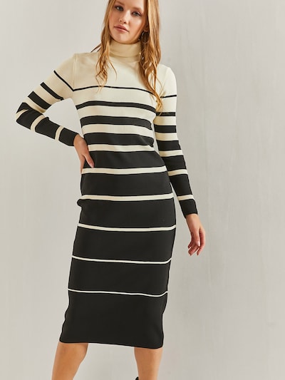 Bianco Lucci Πλεκτό φόρεμα σε μπεζ / μαύρο, Άποψη προϊόντος