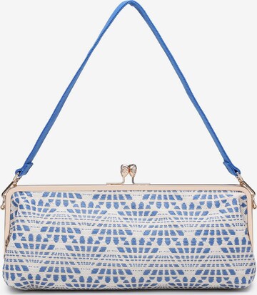 Borsa a mano 'Borsa a mano Kassandra Orlanda Plus - Chiusura fibbia, tessuto jacquard geometrico' di Kassandra in blu: frontale