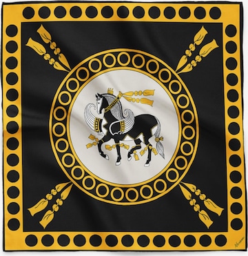Foulard 'Paridar_Cashmere_wool_silk_shawl_140x140 Black Gold' di AFROZAN in oro: frontale