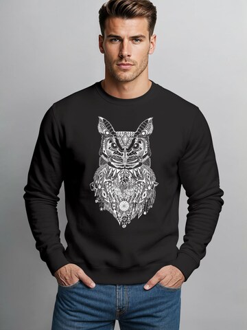 Neverless Sweatshirt 'Boho Owl' in Black