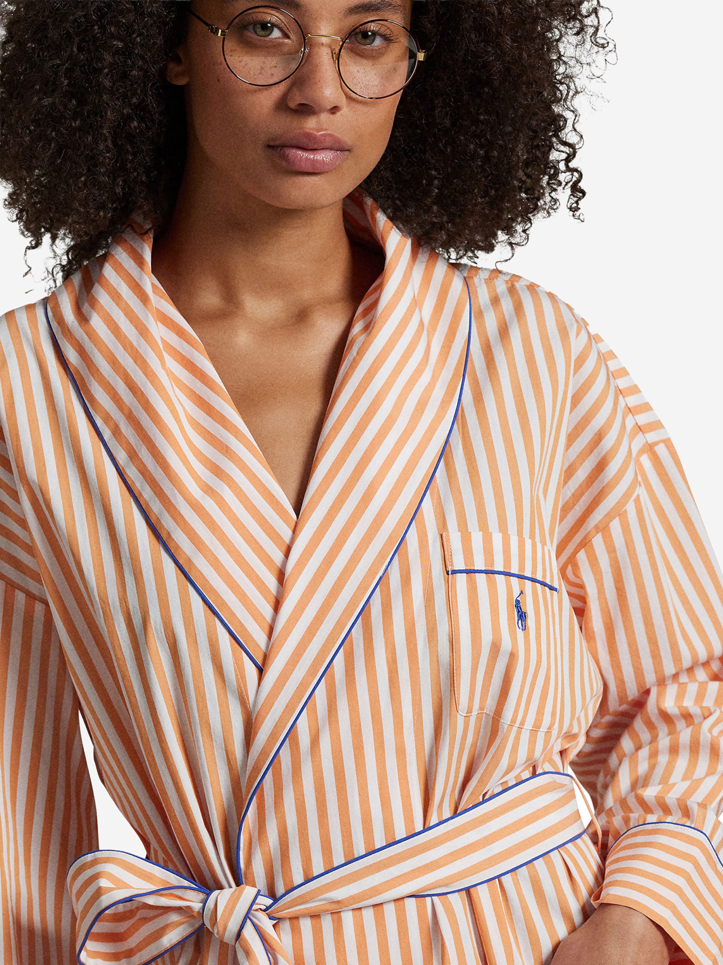 Polo Ralph Lauren Bathrobe short ' Shirting Stripes ' in Orange