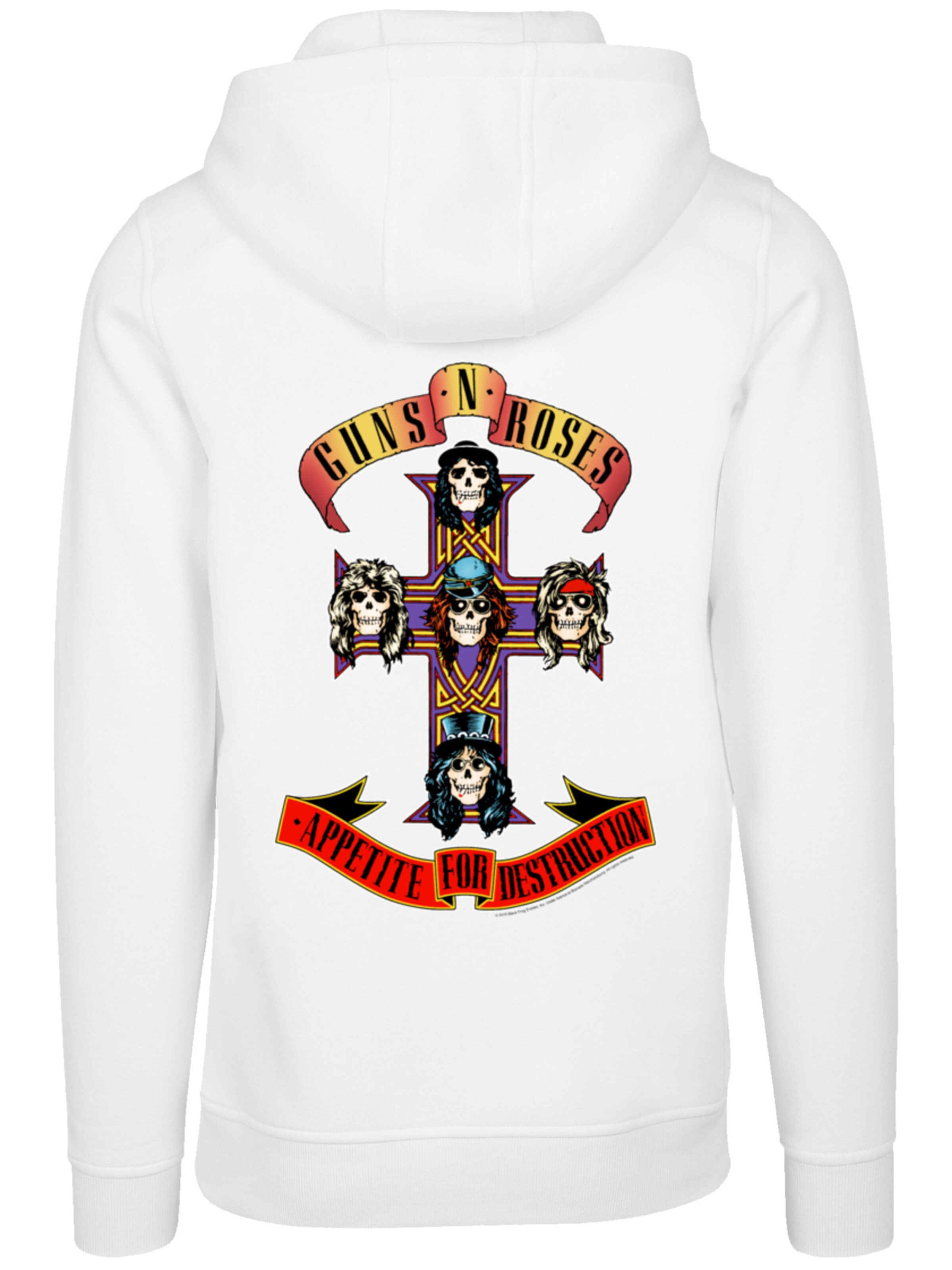 Sweat-shirt 'Guns 'n' Roses Rock Musik Band' F4NT4STIC en blanc