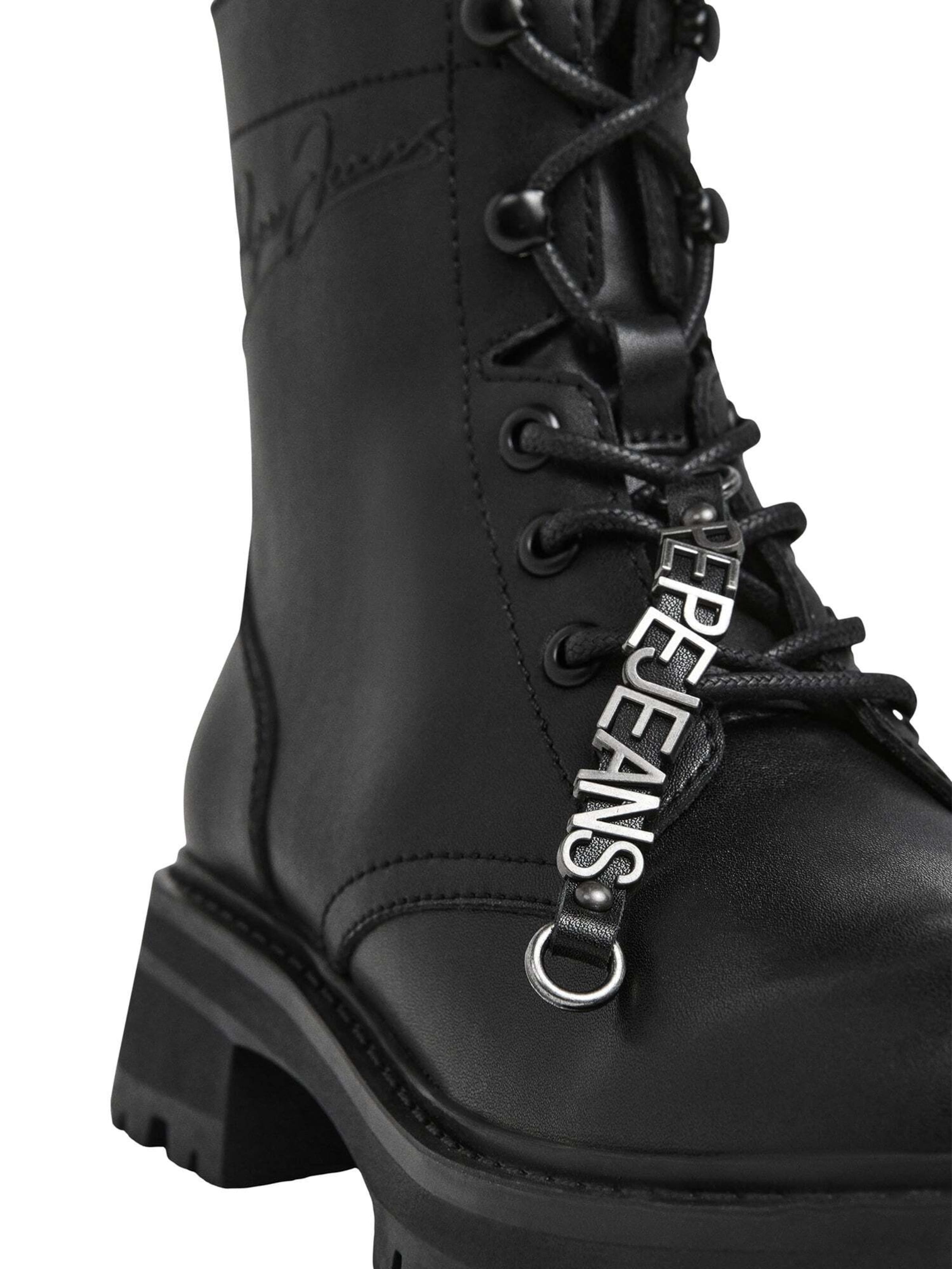 Pepe Jeans Lace-up bootie 'STACY PLAY' in Black