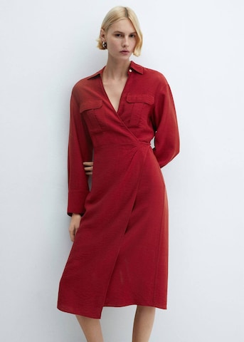 MANGO Košilové šaty 'Maria' – červená: přední strana