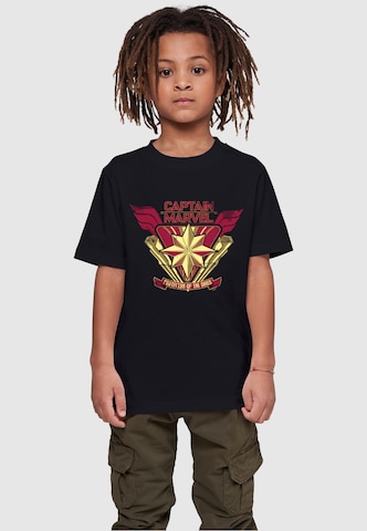 ABSOLUTE CULT Shirt 'Captain Marvel - Protector Of The Skies' in Black: front