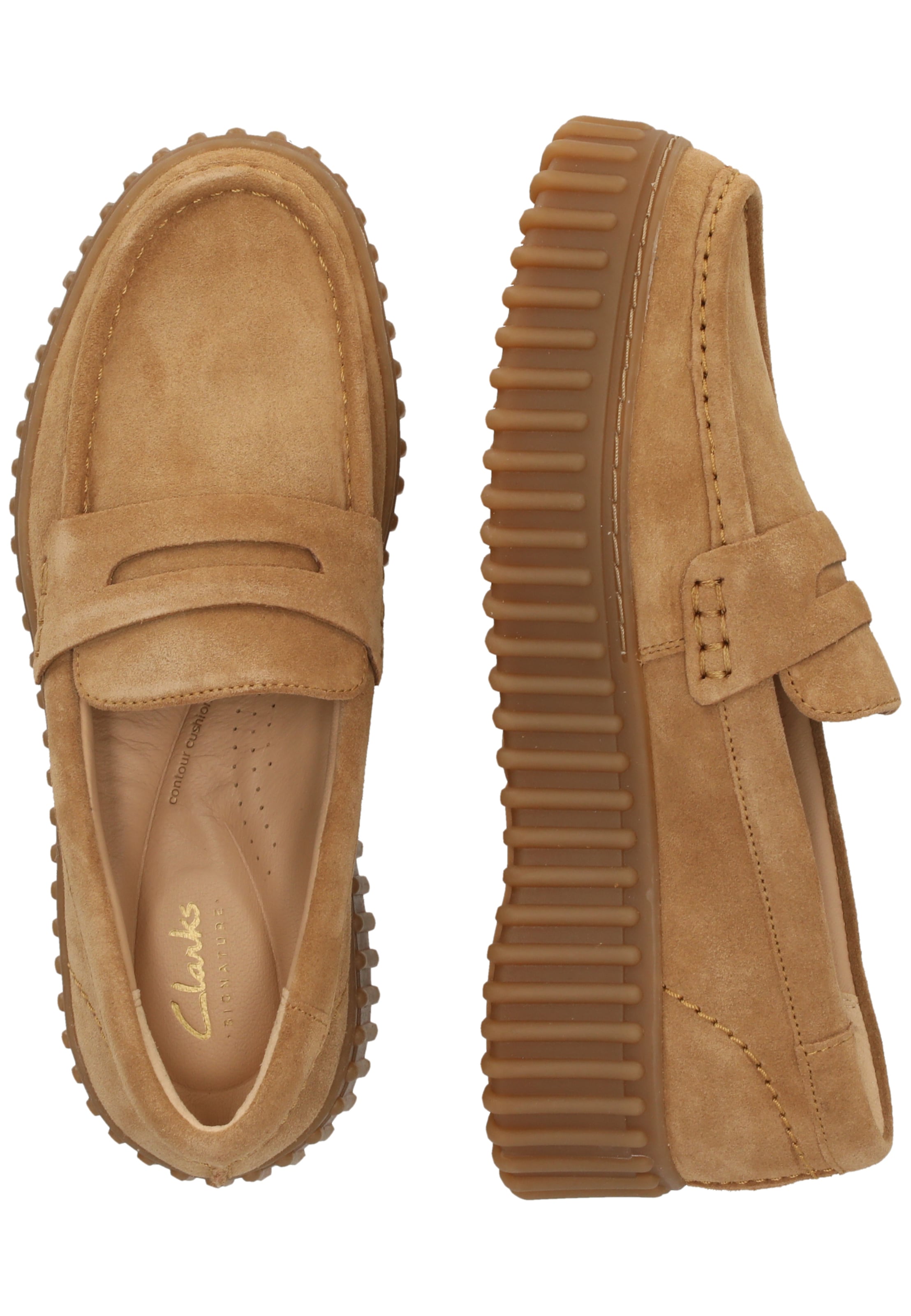 CLARKS Slip-ons 'Torhill Penny Light Tan Suede' in Brown