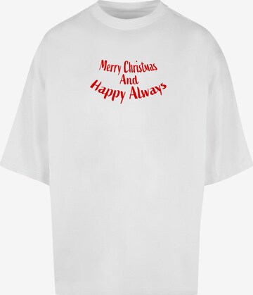 Merchcode Shirt 'Merry Christmas And Happy Always' in White: front