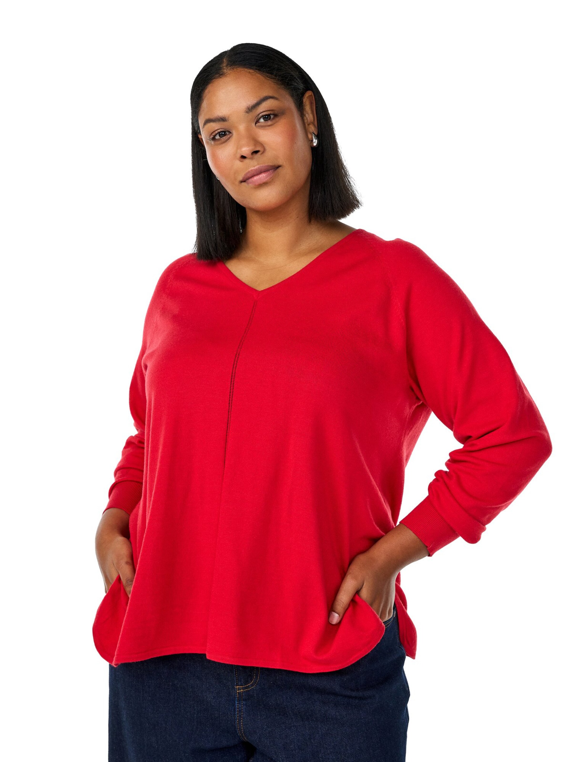 Zizzi Пуловер 'Caella' в червено