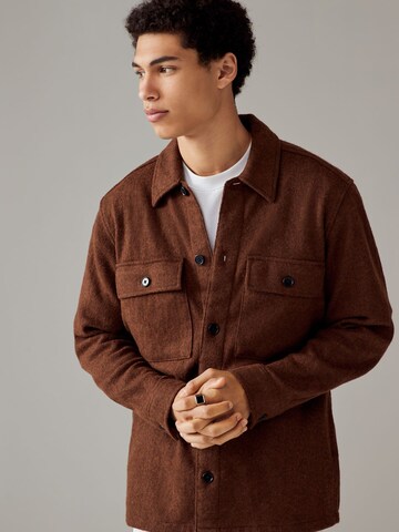 Next Regular fit Button Up Shirt in Brown