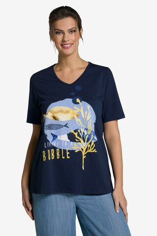 T-shirt Ulla Popken en bleu : devant