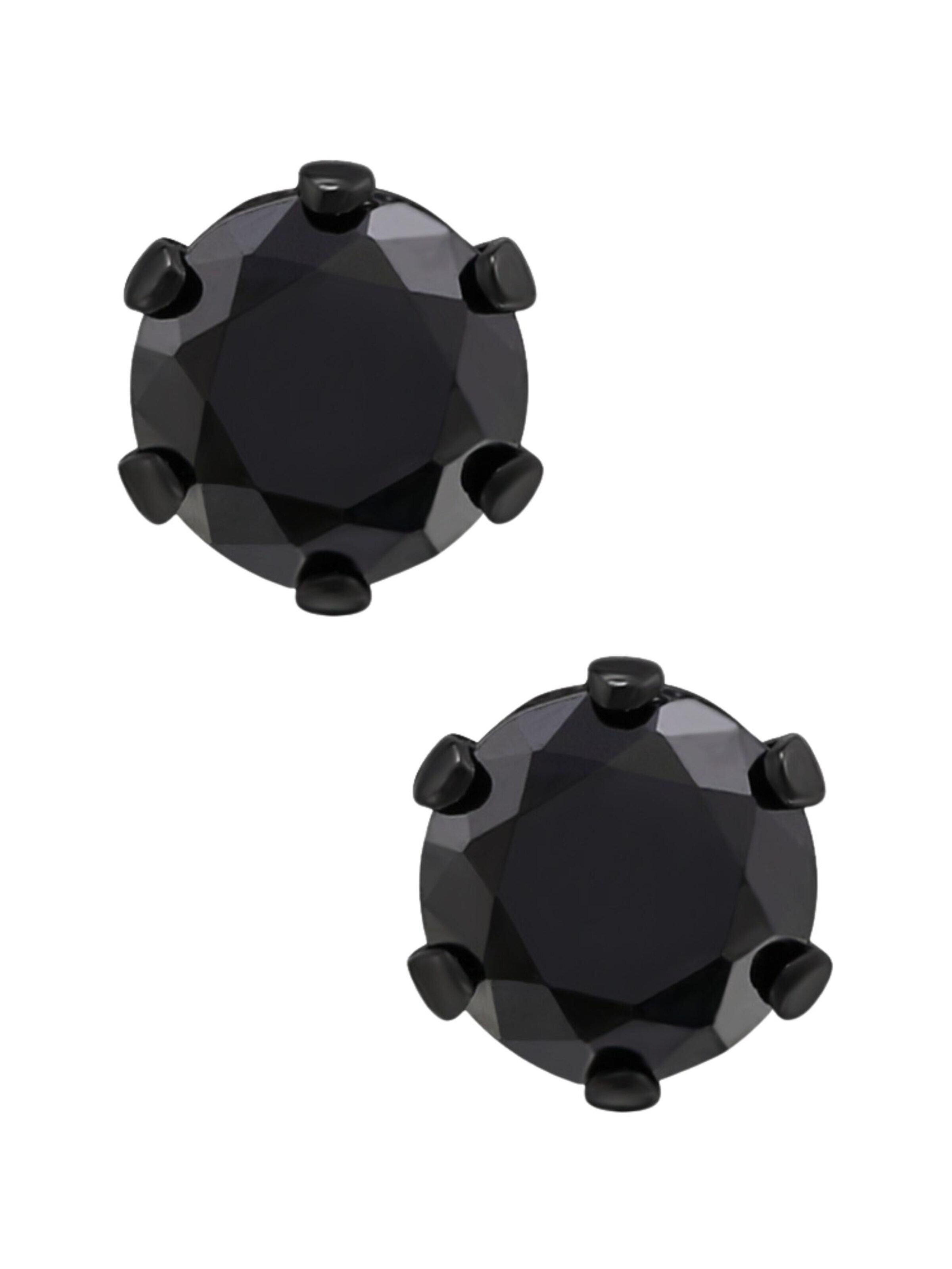 Boucles d'oreilles 'Runde 4 mm Ohrstecker aus Edelstahl mit Zirkonia' Maxte en noir