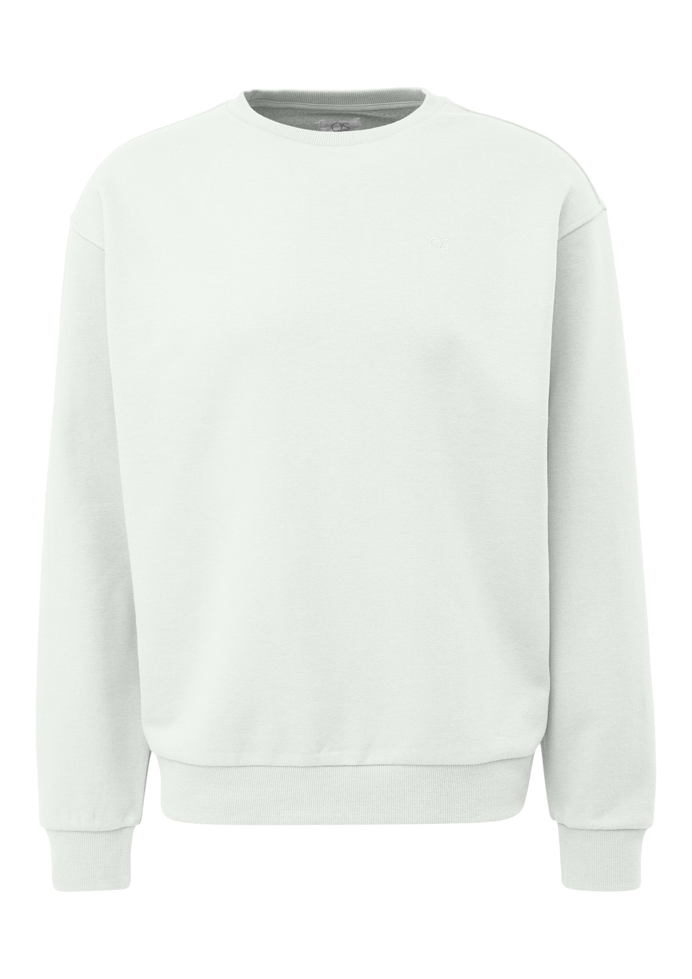 Sweat-shirt QS en blanc : devant