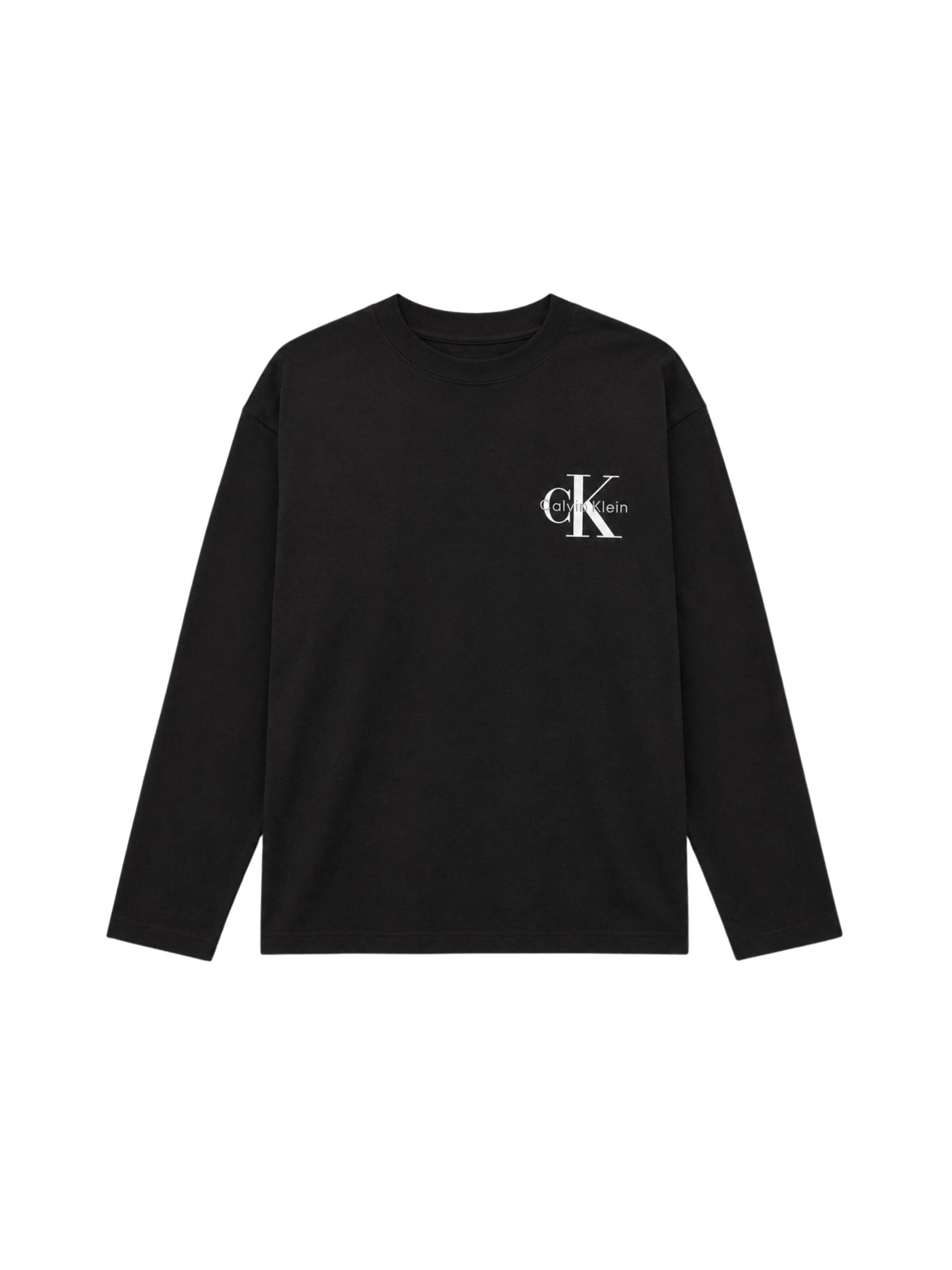 Calvin Klein Kids Shirt 'CALVIN KLEIN  JEANS kids SMALL CHEST MONOLOGO LS T-SHIRT T-SHIRT'‌‌‌‌‌‌‌‌‌‌ in Schwarz: Vorderseite