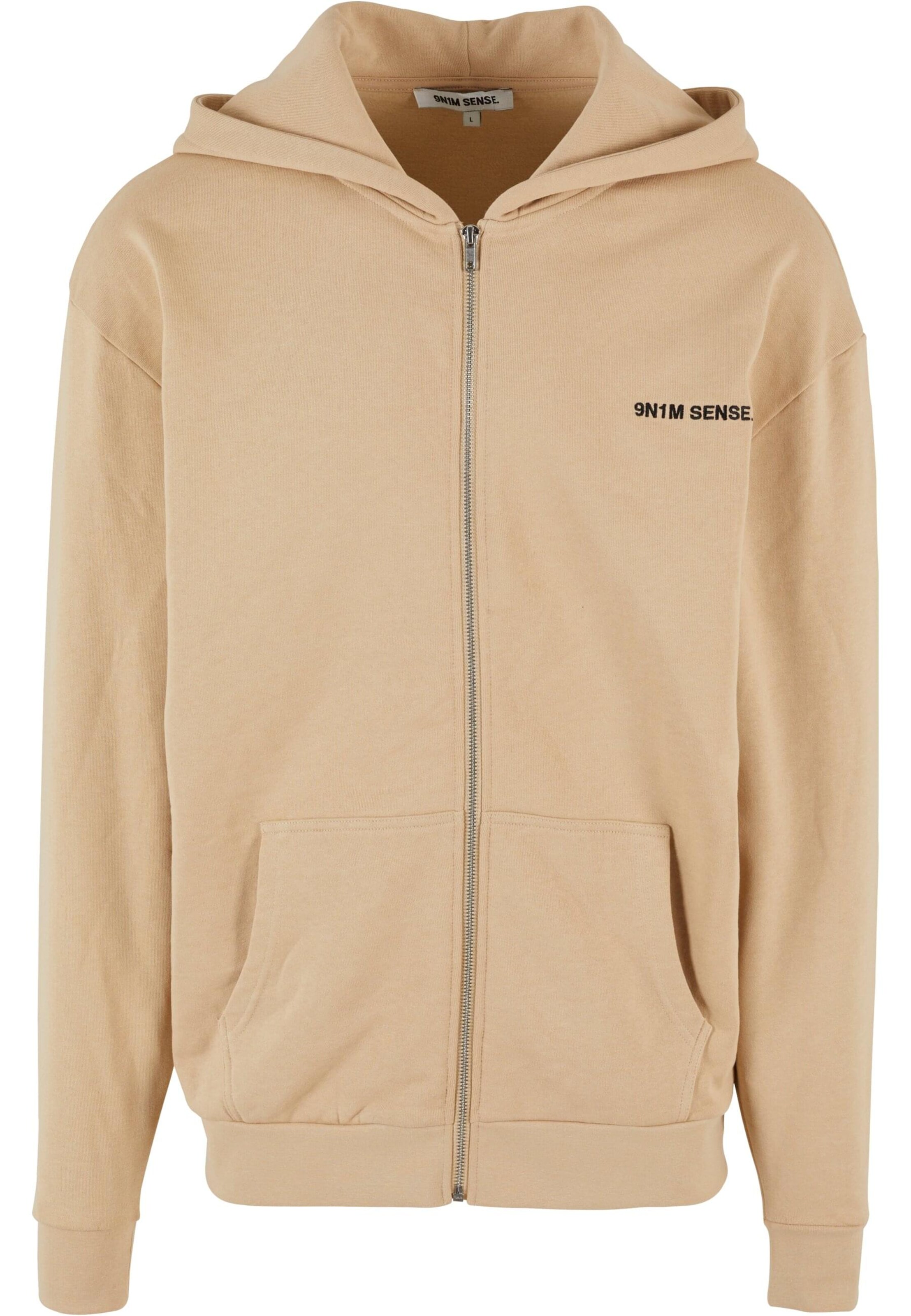 9N1M SENSE Bluza rozpinana 'Essential' w kolorze beżowy: przód
