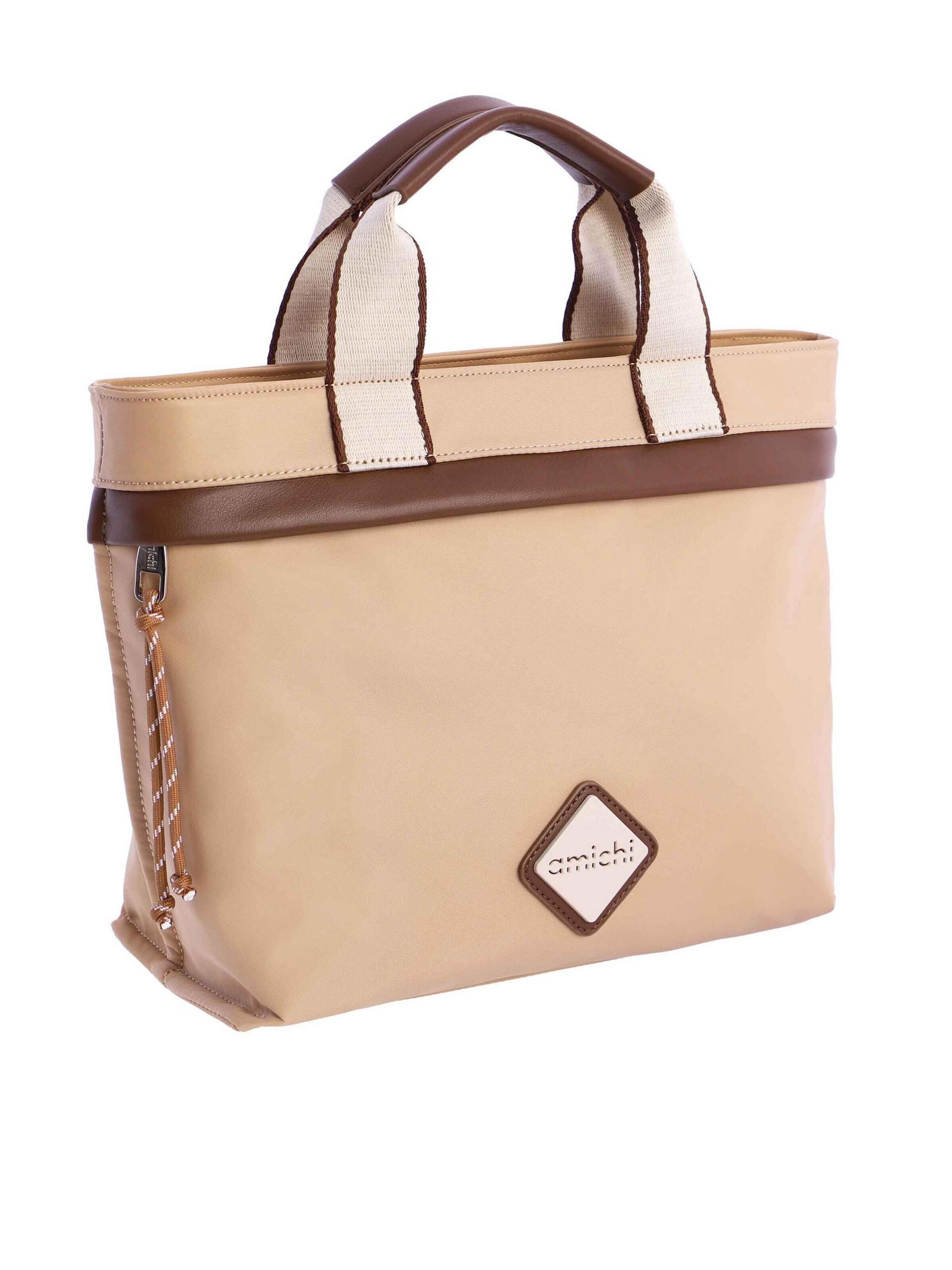 Amichi - Bolso de mano 'Bolso de mano para mujer Aurora de nailon con cremallera' en beige