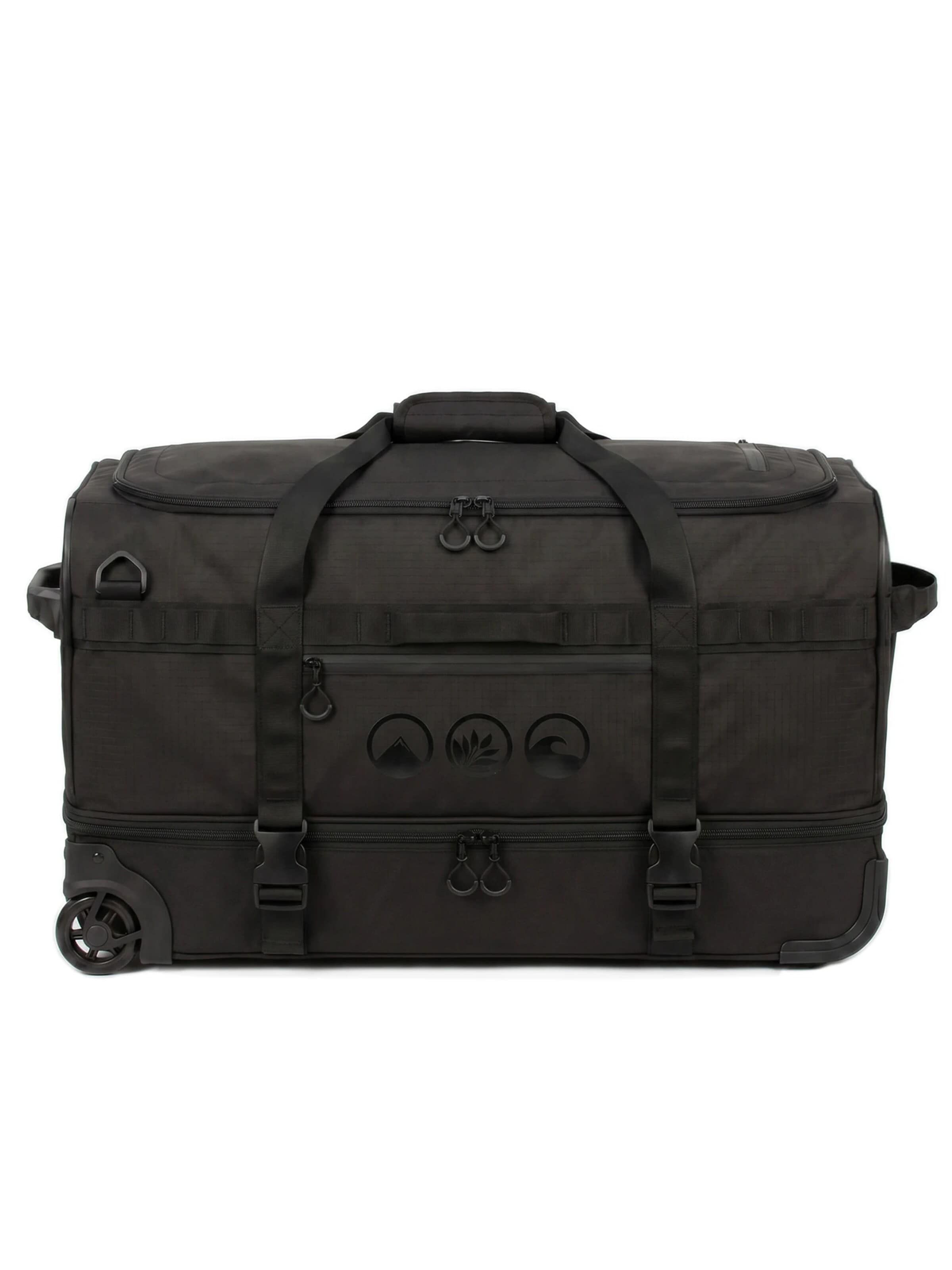 SONS OF ALOHA Travel Bag 'XL Rucksack mit Rollen FLOW Reisetasche mit Rollen' in Black: front