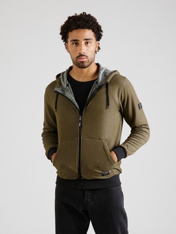 INDICODE JEANS Sweatvest 'Duff' in Groen: voorkant