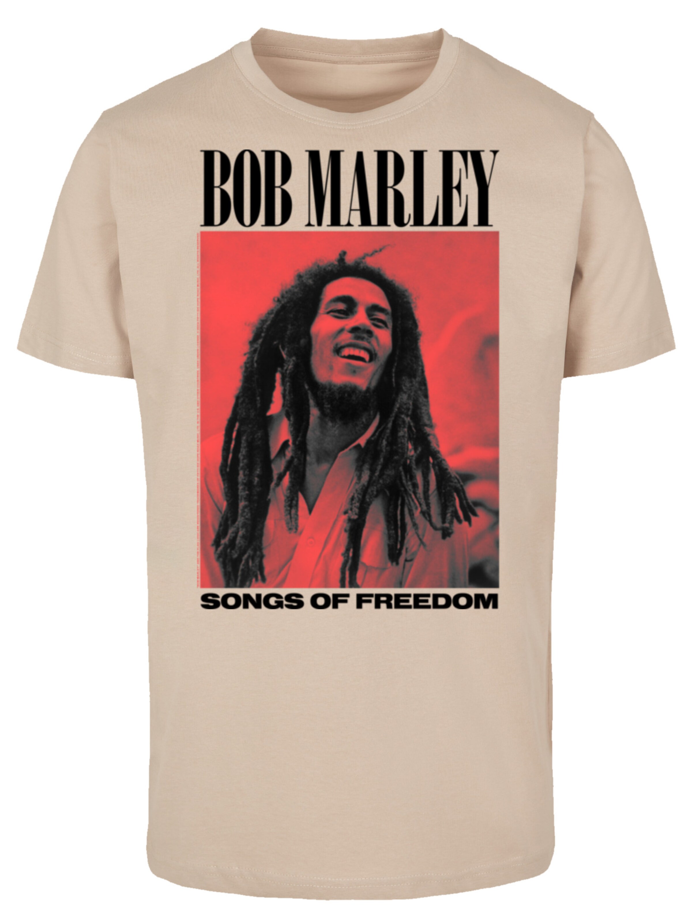 F4NT4STIC Shirt 'Bob Marley Songs Of Freedom Reggae Music' in Beige: Vorderseite