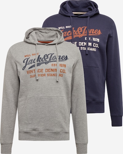JACK & JONES Collegepaita värissä marine / meleerattu harmaa / tummanoranssi / valkoinen, Tuotenäkymä