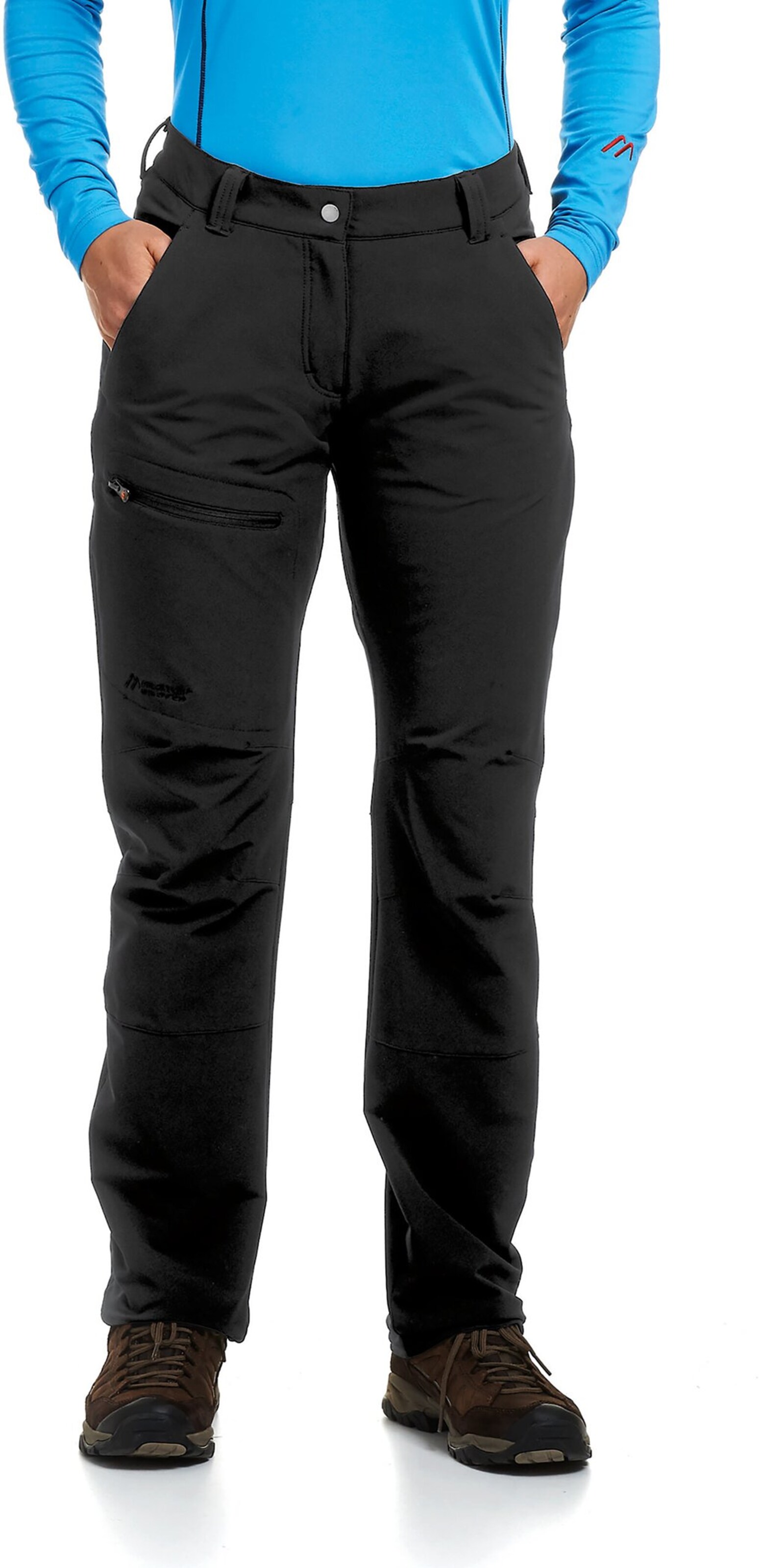 Maier Sports Regular Outdoor Pants in Black: front