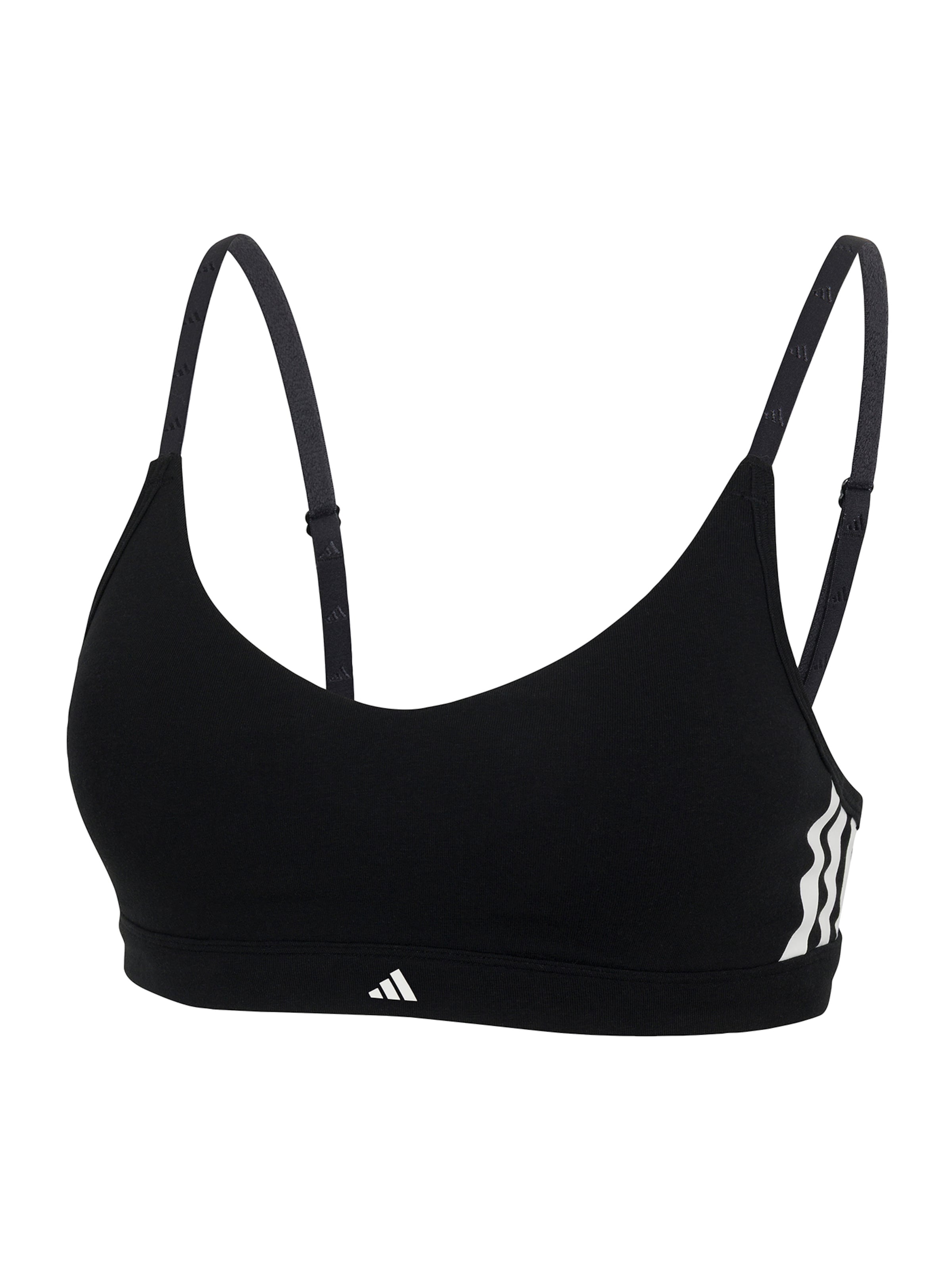 ADIDAS SPORTSWEAR T-shirt Sport bh ' Sport Active Essentials Cotton 3 Stripes ' in Zwart: voorkant