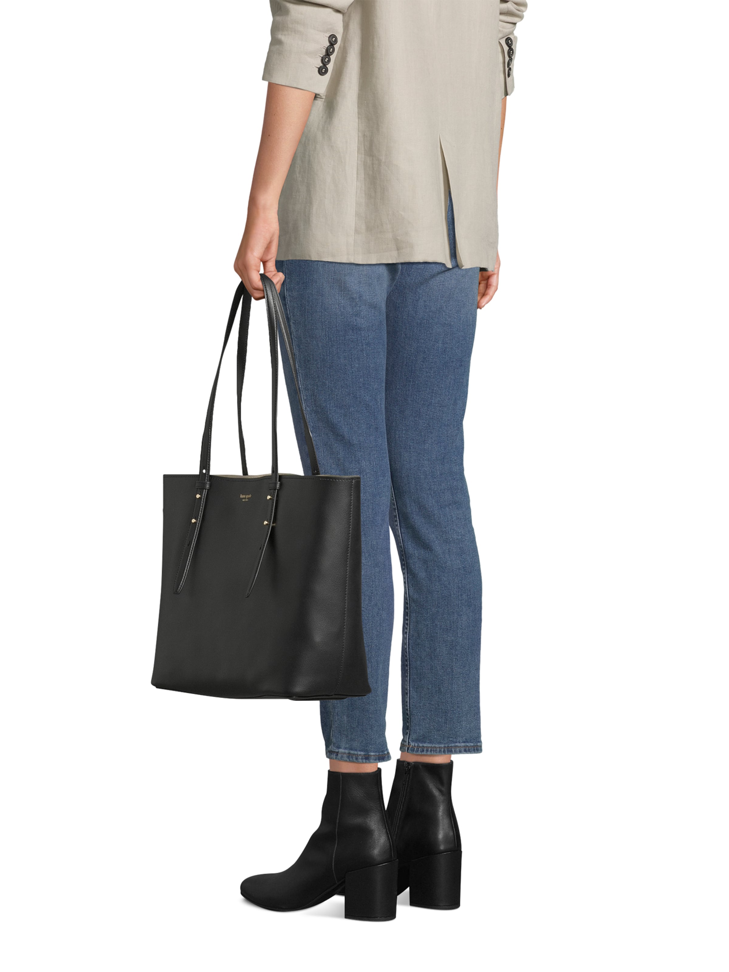 Kate Spade Nakupovalna torba 'Do It All Fine Grain Leather Large Tote' | črna barva: sprednja stran