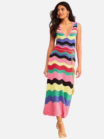 Robes en maille love & roses en jaune : devant