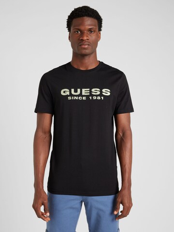 GUESS - Camiseta en negro: frente