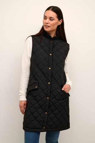 Cream Bodywarmer 'Arwen' in Zwart: voorkant